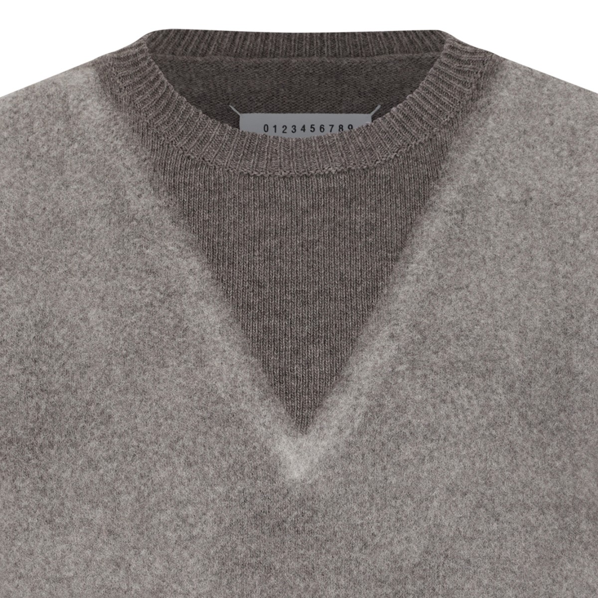 Maison Margiela Grey Wool V-Neck Sweater.
