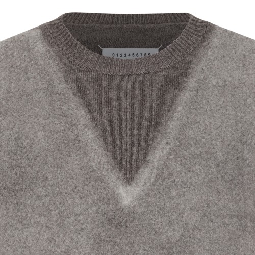 Maison Margiela Grey Wool V-Neck Sweater.
