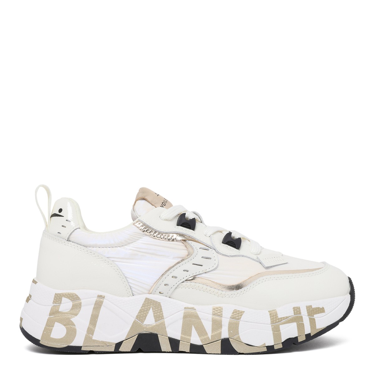Voile Blanche White Leather Running Sneakers.