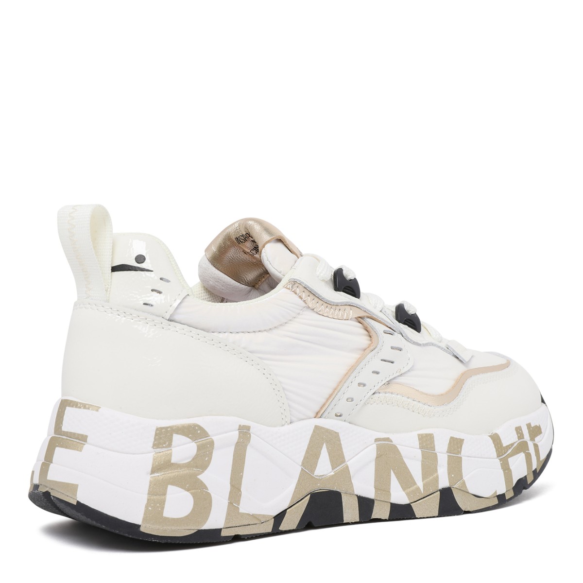 Voile Blanche White Leather Running Sneakers.