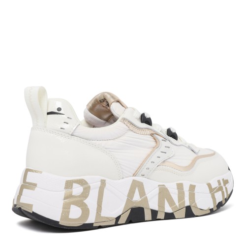 Voile Blanche White Leather Running Sneakers.