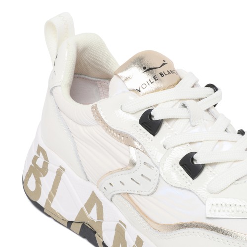 Voile Blanche White Leather Running Sneakers.