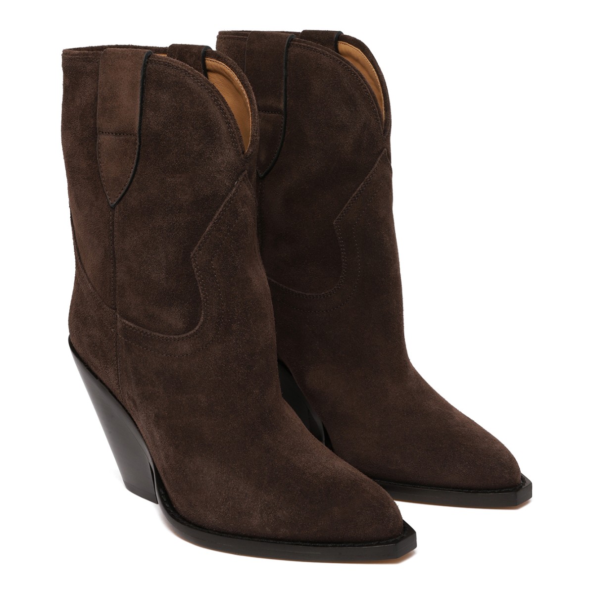 Isabel Marant Brown Suede Western Ankle Boots.