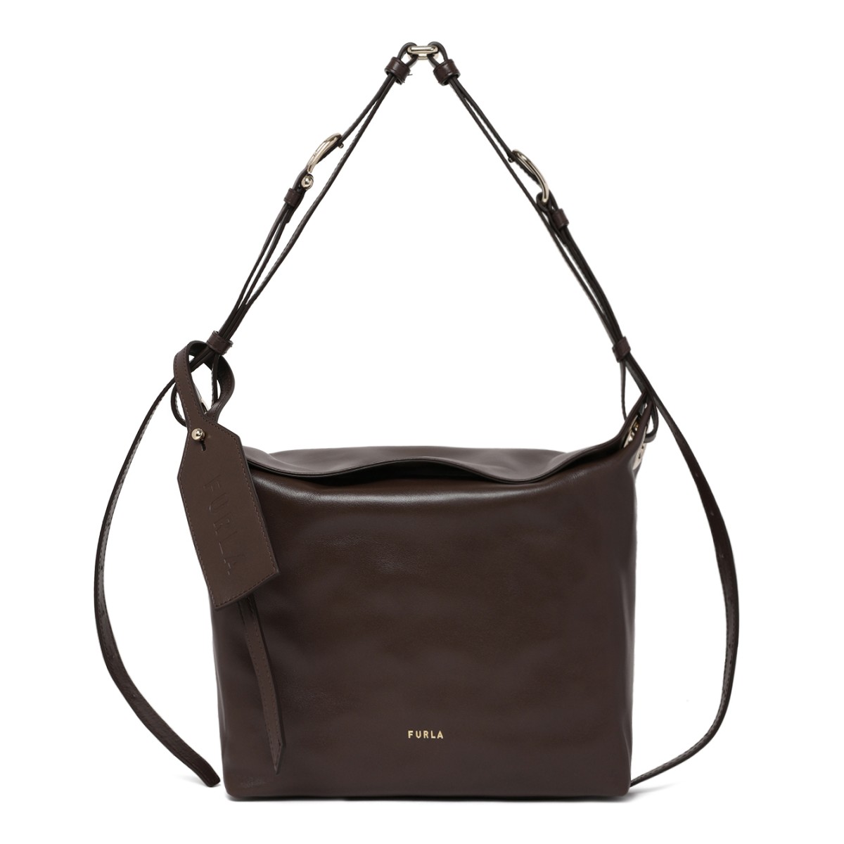 Furla Brown Leather Shoulder Bag.
