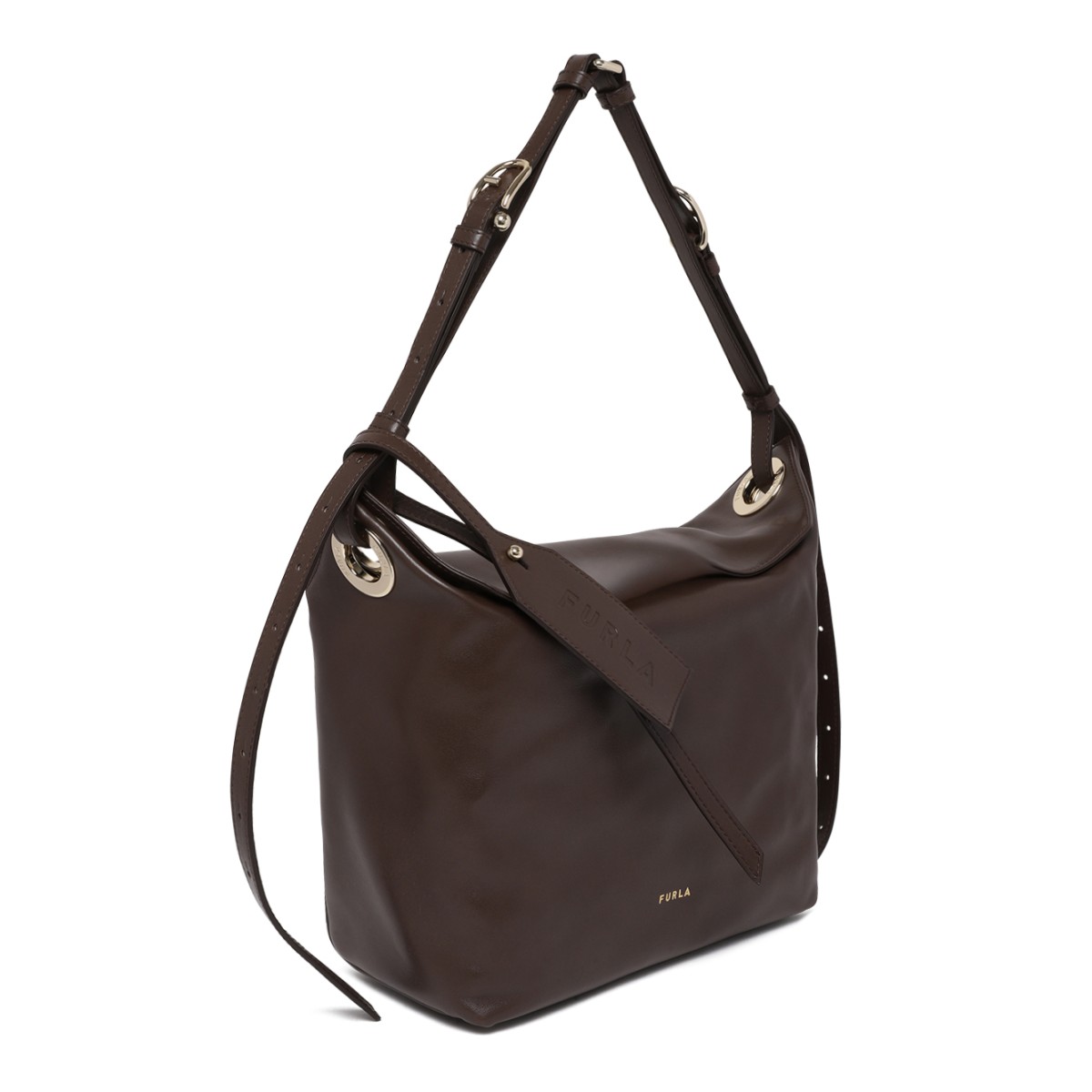 Furla Brown Leather Shoulder Bag.