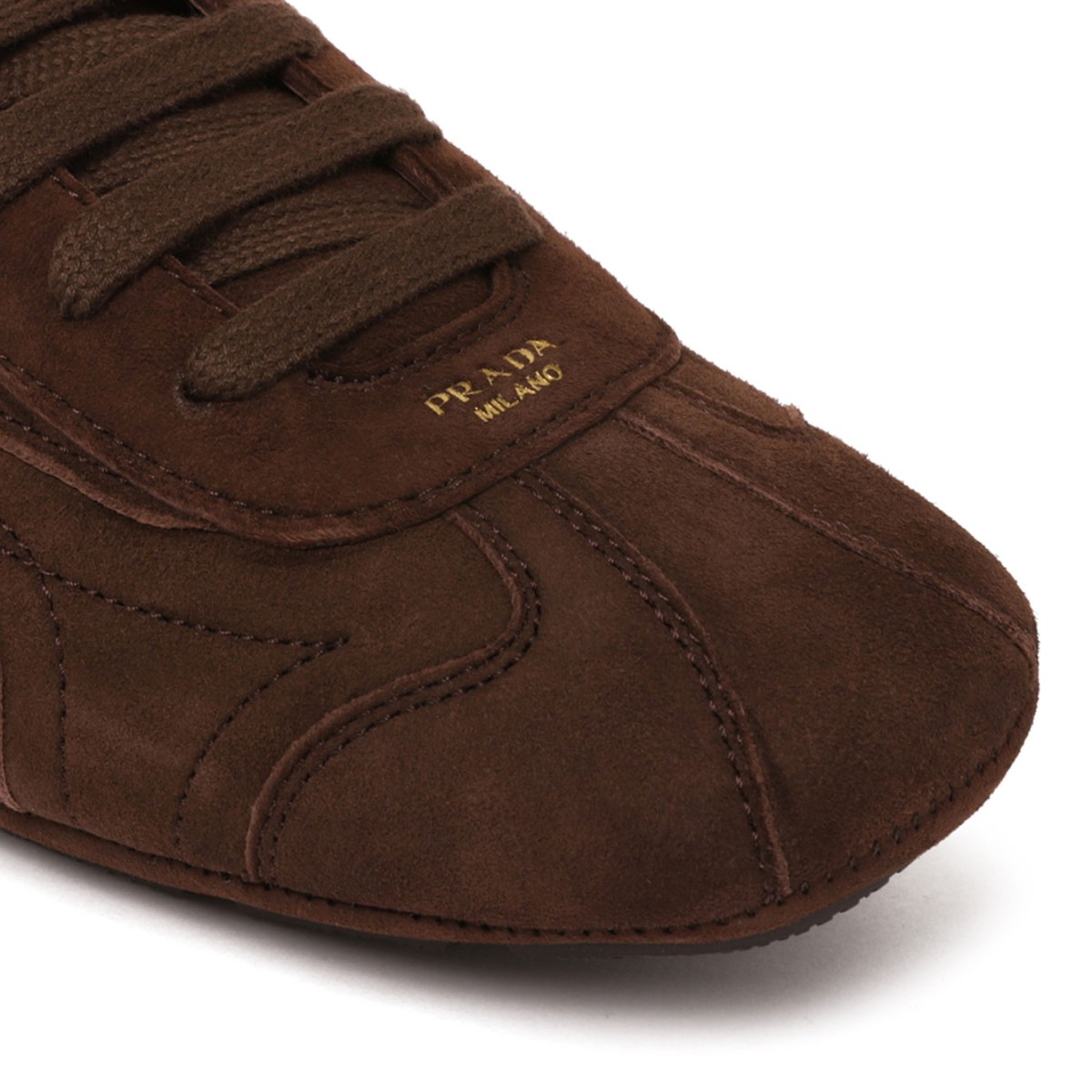 Prada Brown Montecarlo Re-Edition 2005 Suede Sneakers.