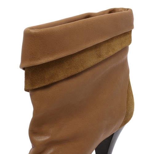 Isabel Marant Tan Leather and Suede Fold-Over Ankle Boots.