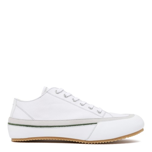 Maison Margiela White Leather Low-Top Sneakers.