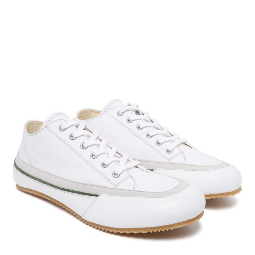 Maison Margiela White Leather Low-Top Sneakers. 2