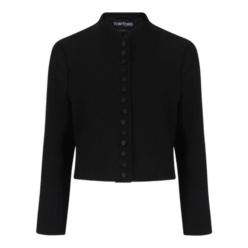 Tom Ford Black Cropped Buttoned Jacket.