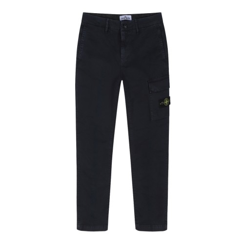 Stone Island Black Cargo Cotton Trousers.