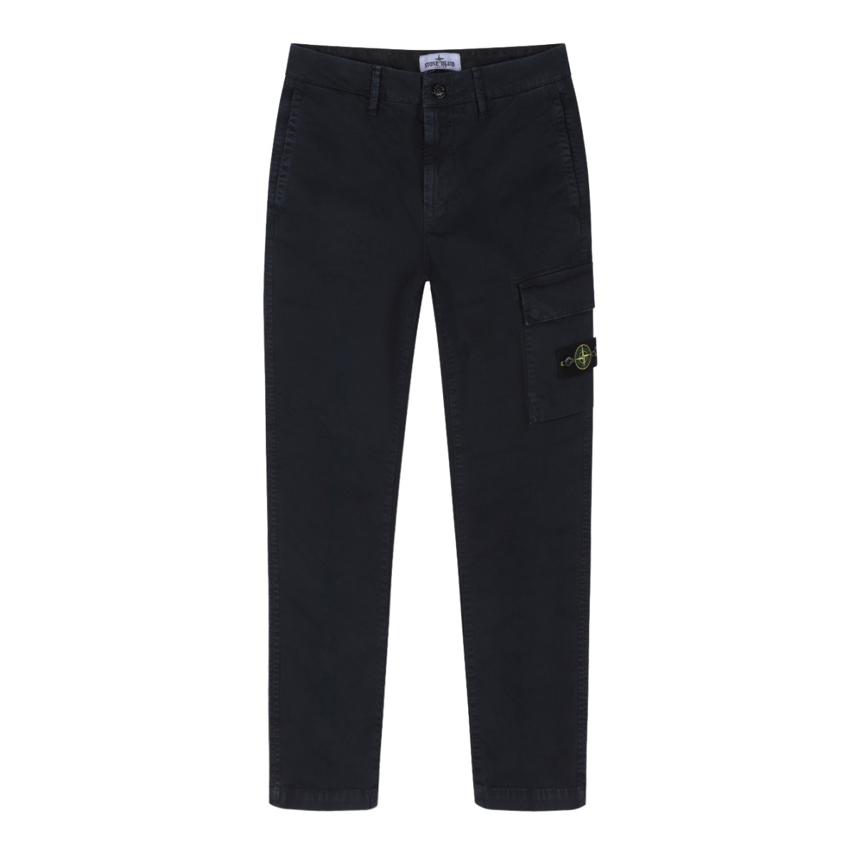 Stone Island Black Cargo Cotton Trousers.