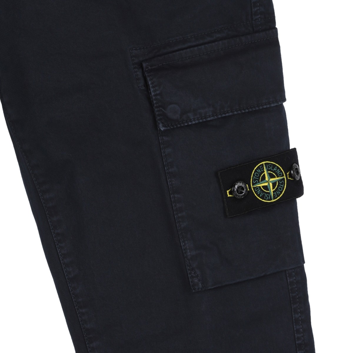 Stone Island Black Cargo Cotton Trousers.
