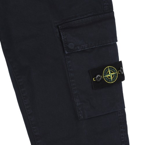 Stone Island Black Cargo Cotton Trousers.