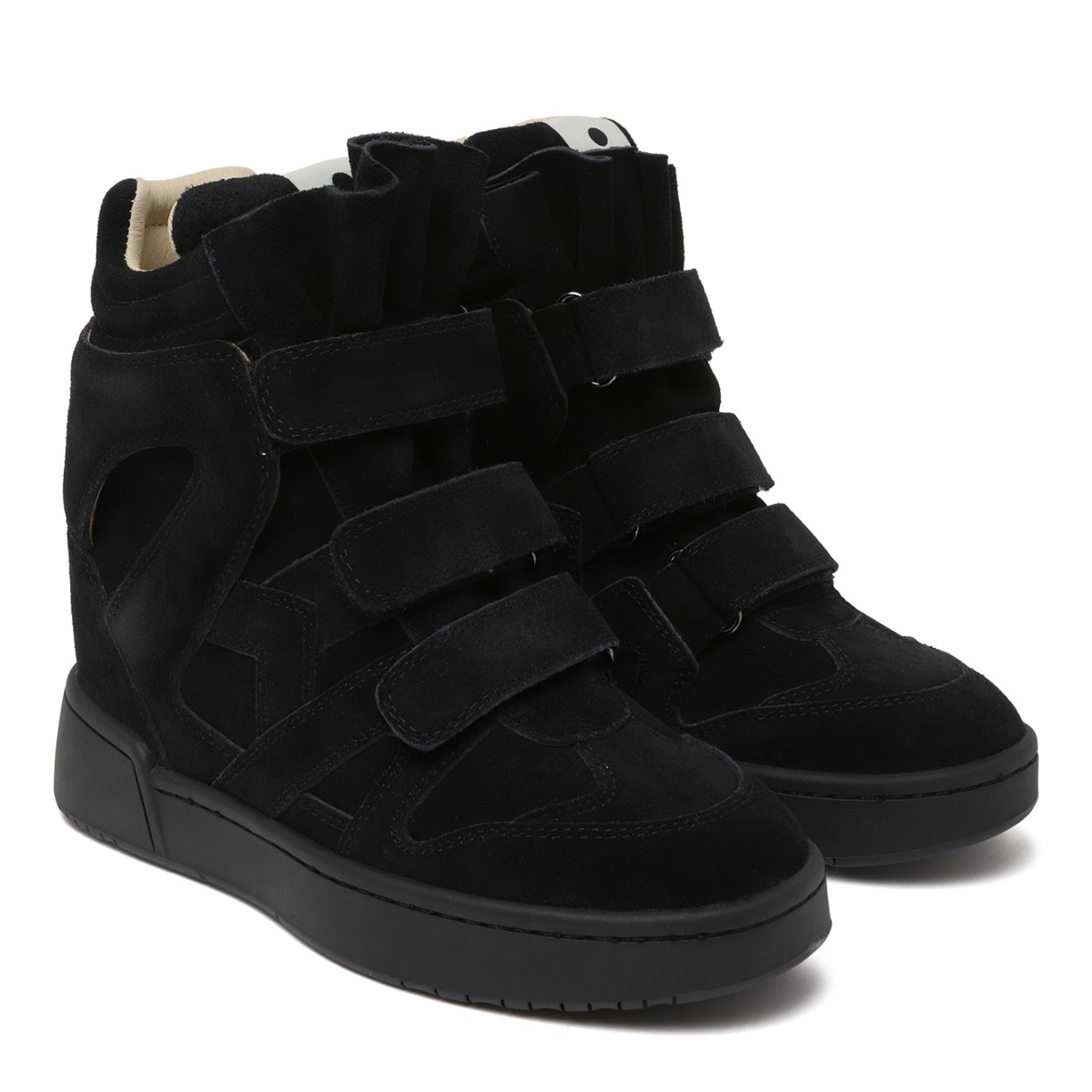 Isabel Marant Black Wedge High-Top Sneakers.