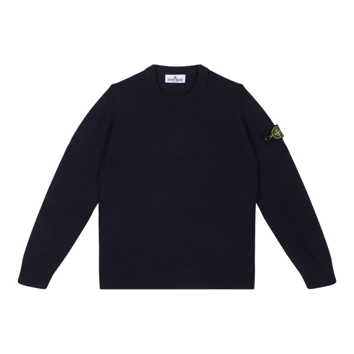 Stone Island Navy Wool Crewneck Sweater.