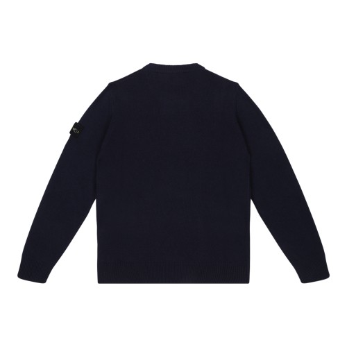 Stone Island Navy Wool Crewneck Sweater.