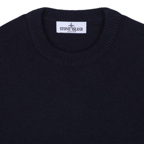 Stone Island Navy Wool Crewneck Sweater.