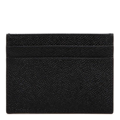 Dolce & Gabbana Black Calf Leather Logo Plaque Cardholder. 2