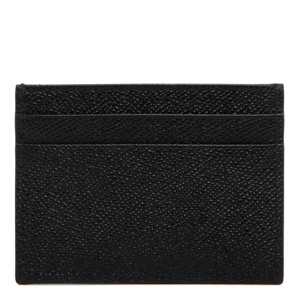 Dolce & Gabbana Black Calf Leather Logo Plaque Cardholder.