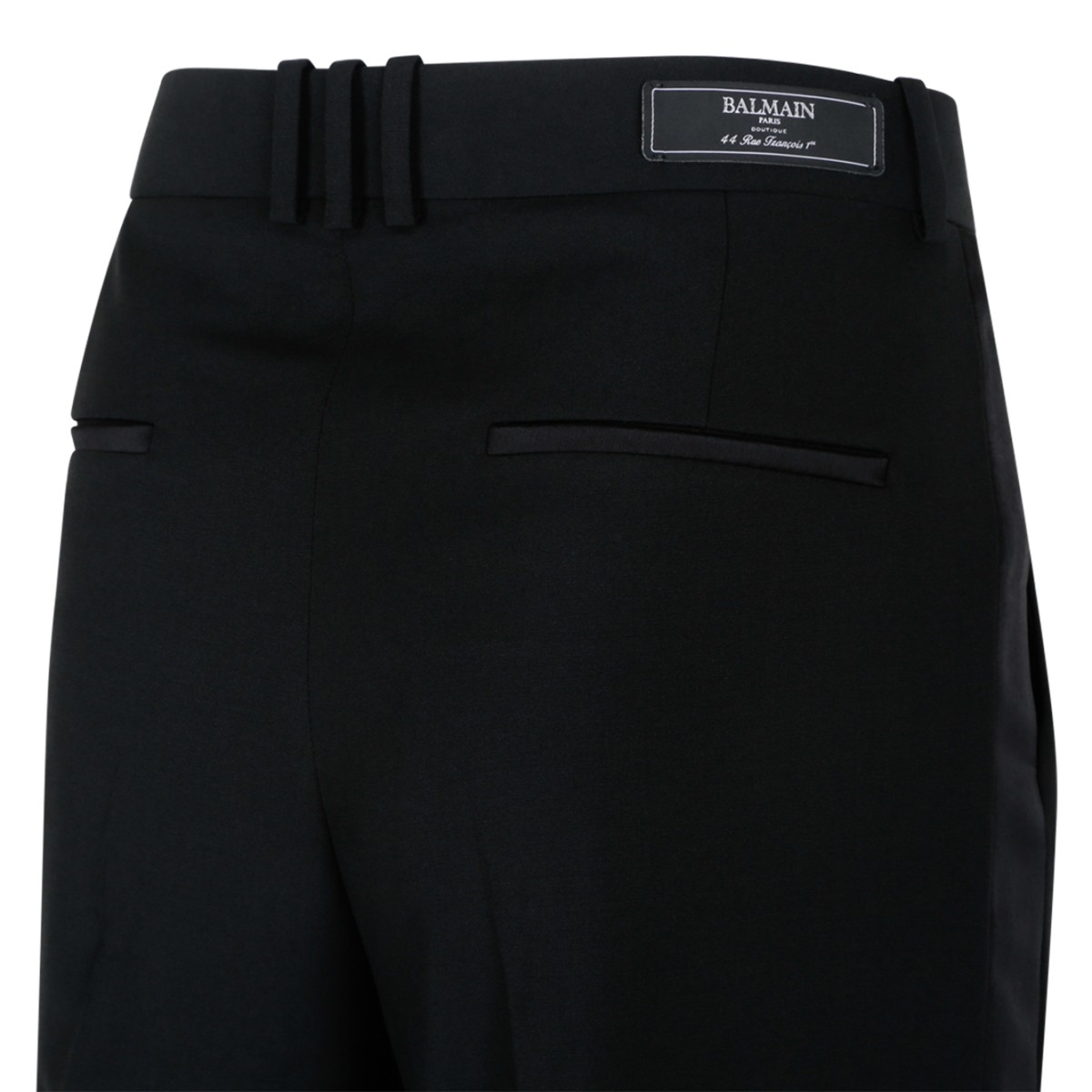 Balmain Black Tailored Wool Trousers.