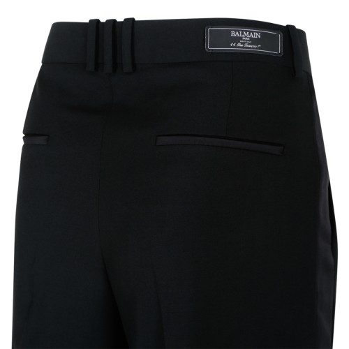 Balmain Black Tailored Wool Trousers.