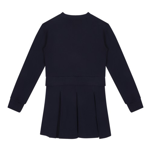 Versace Kids Navy Logo Pleated Dress. 2