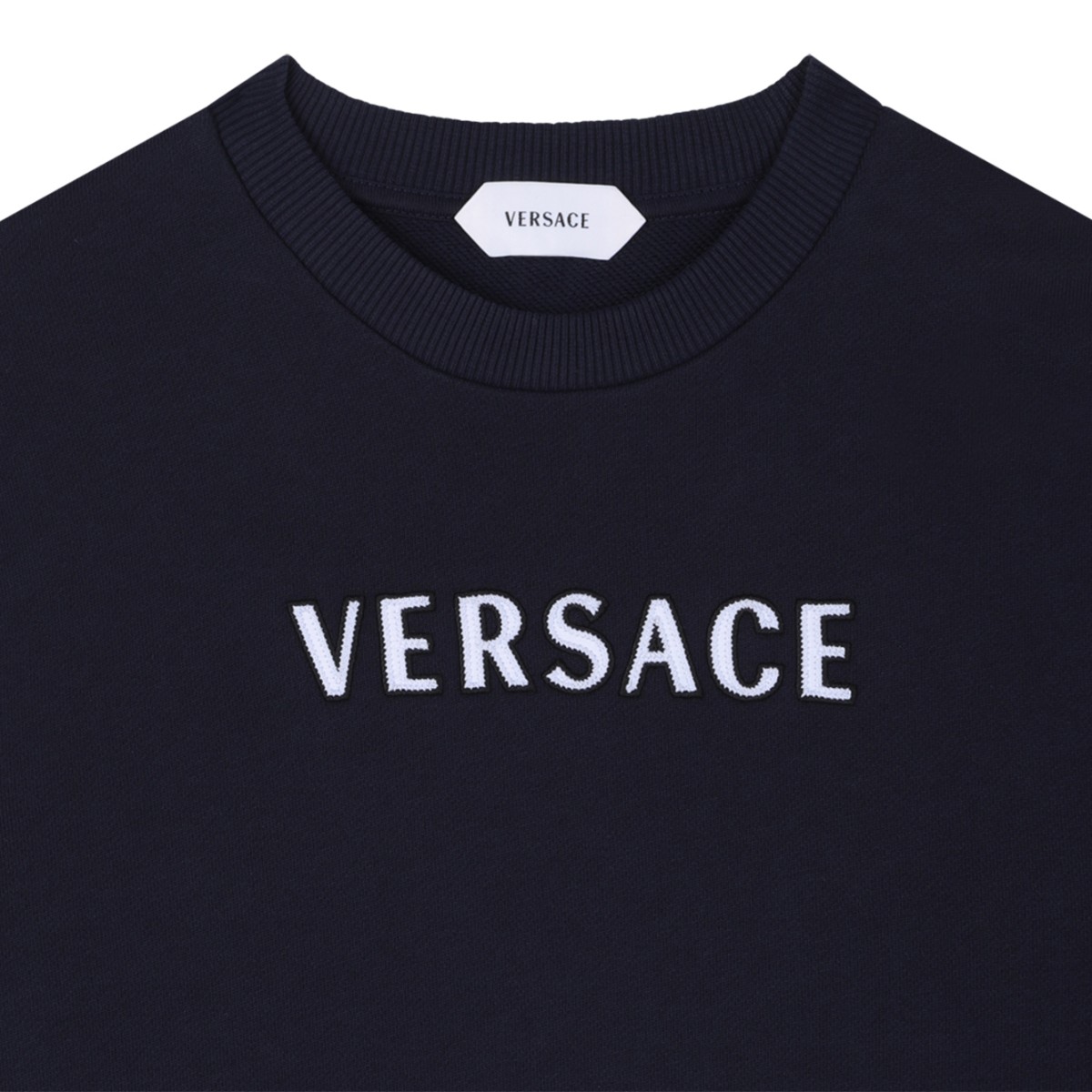 Versace Kids Navy Logo Pleated Dress.