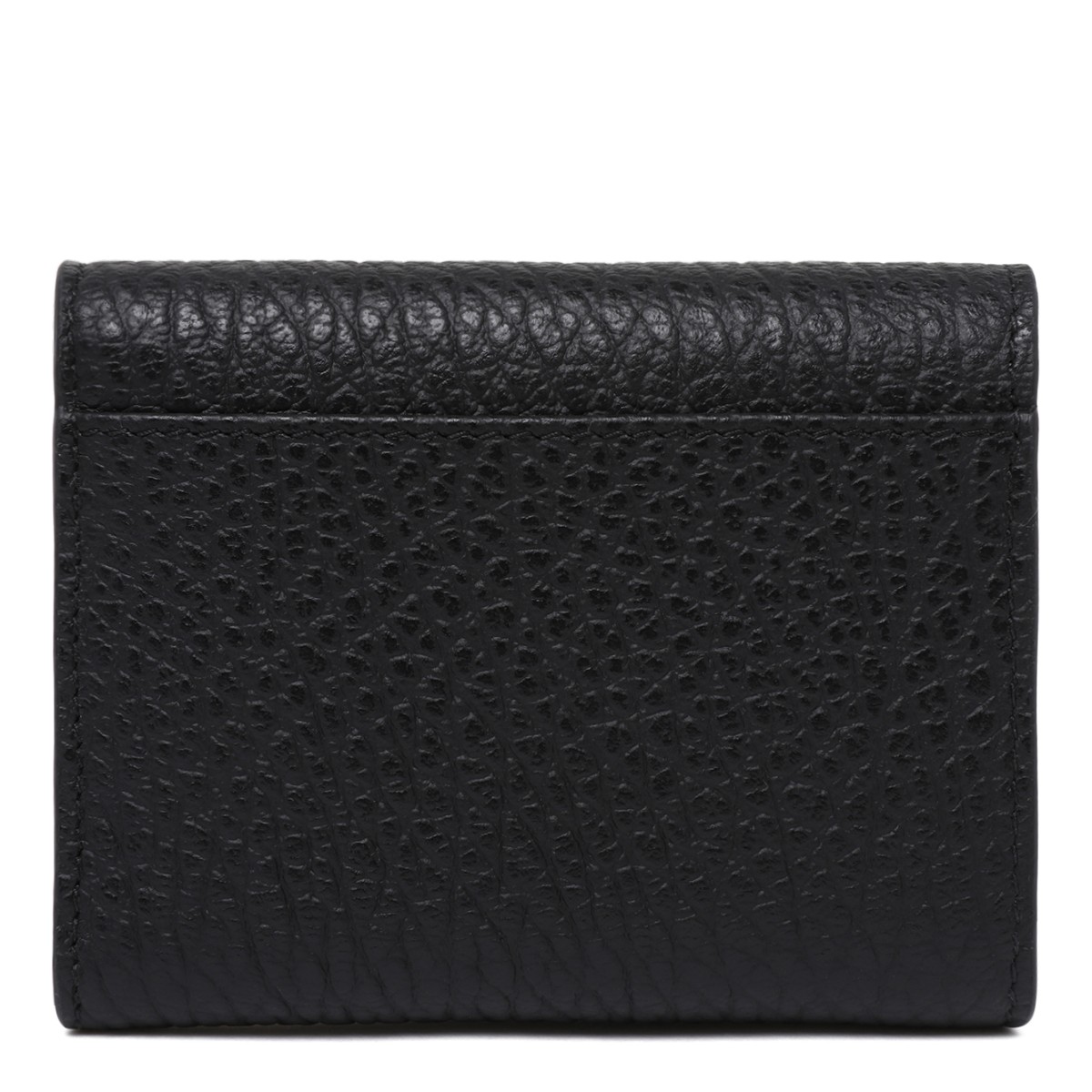 Maison Margiela Black Grained Leather Tri-Fold Wallet.