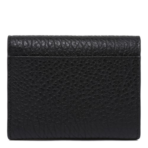 Maison Margiela Black Grained Leather Tri-Fold Wallet.