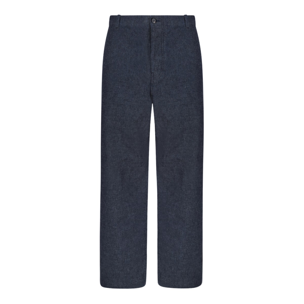 Prada Navy Wool Straight-Leg Trousers.