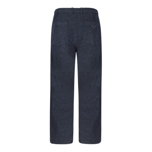 Prada Navy Wool Straight-Leg Trousers. 2