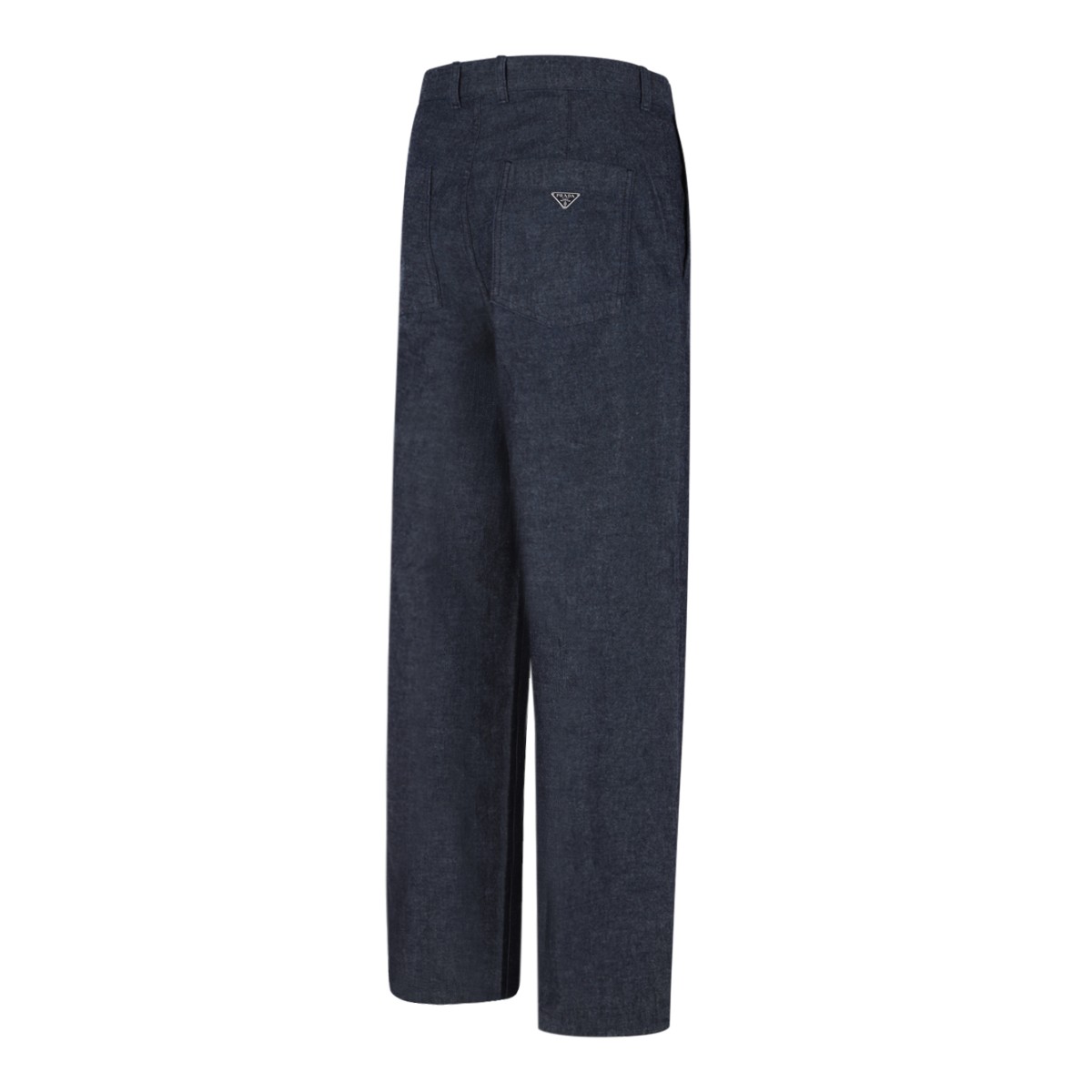Prada Navy Wool Straight-Leg Trousers.