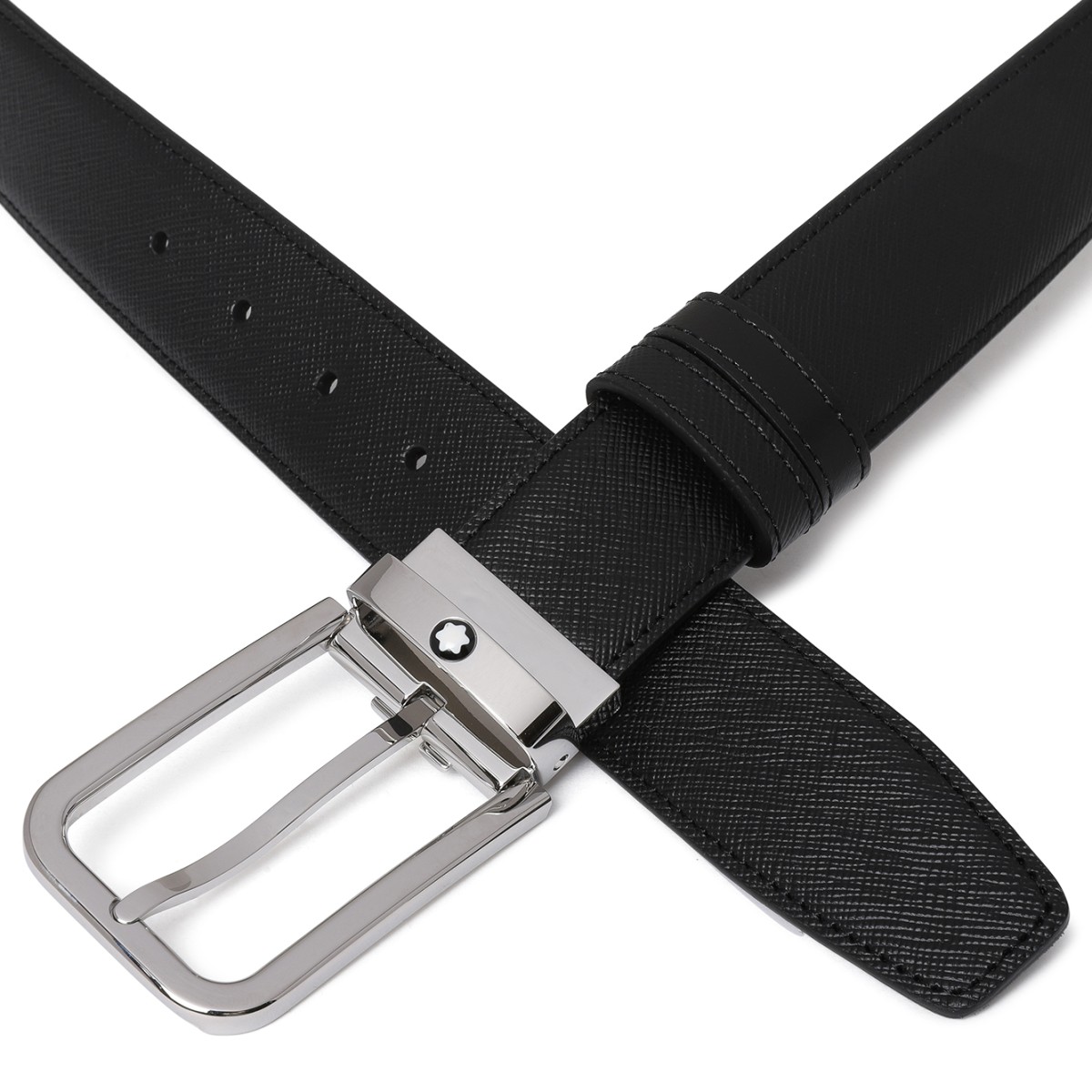 Montblanc Black Reversible Leather Belt.