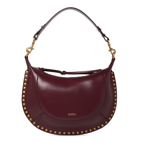 Isabel Marant Burgundy Leather Studded Shoulder Bag.