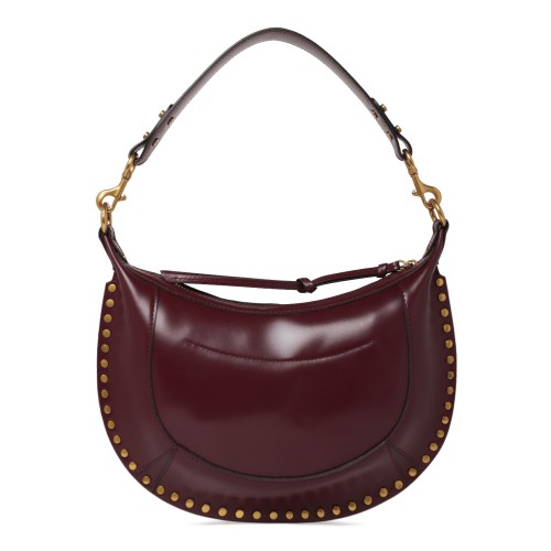 Isabel Marant Burgundy Leather Studded Shoulder Bag.