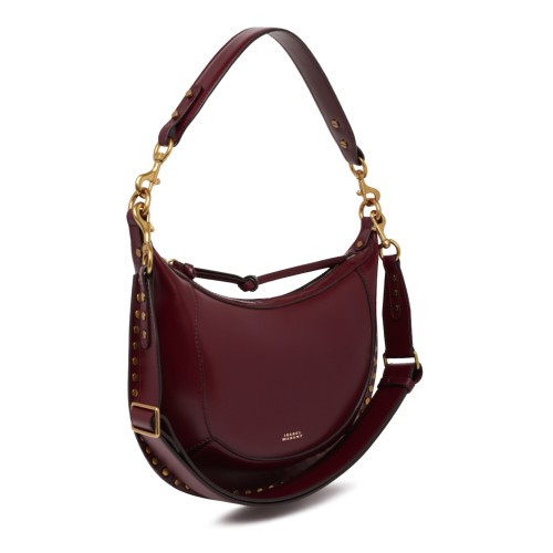 Isabel Marant Burgundy Leather Studded Shoulder Bag.