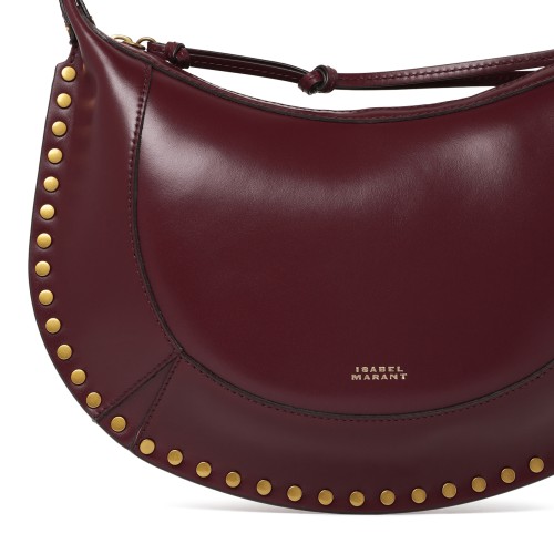 Isabel Marant Burgundy Leather Studded Shoulder Bag.