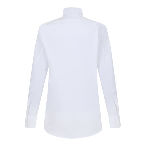 Givenchy White Cotton Tie-Neck Shirt.