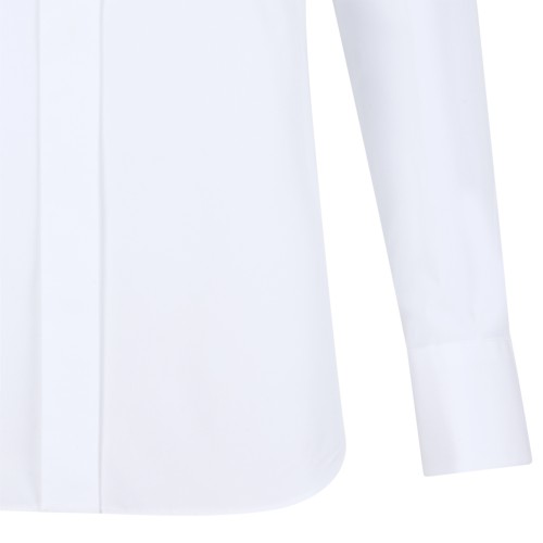 Givenchy White Cotton Tie-Neck Shirt.