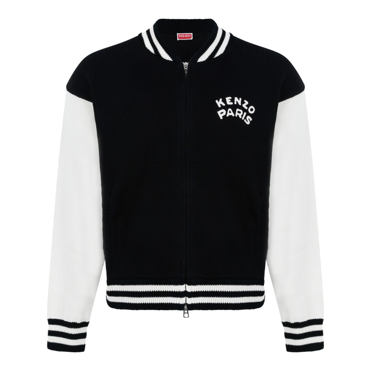 Kenzo Black and White Varsity Bomber Jacket.