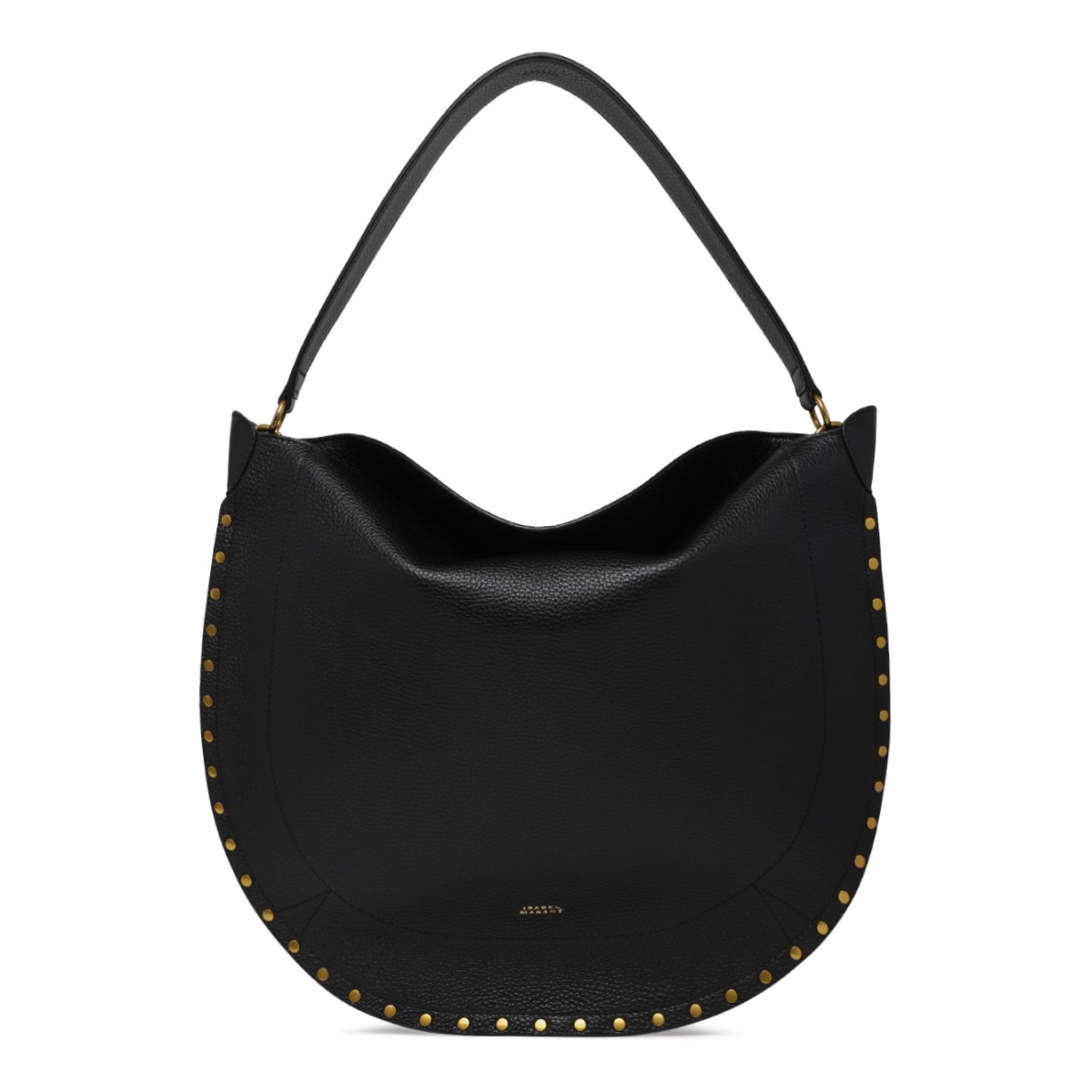 Isabel Marant Black Leather Studded Hobo Bag.