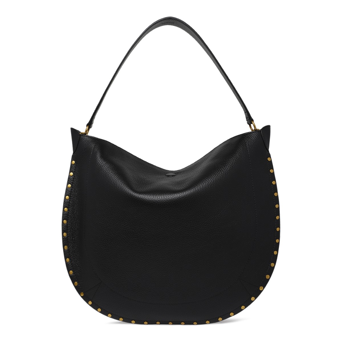 Isabel Marant Black Leather Studded Hobo Bag.