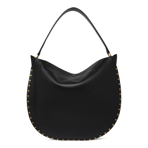 Isabel Marant Black Leather Studded Hobo Bag.