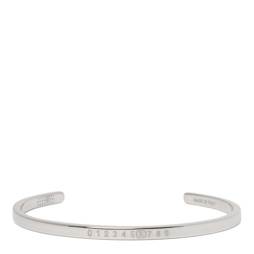 MM6 Maison Margiela Silver Logo Cuff Bracelet.