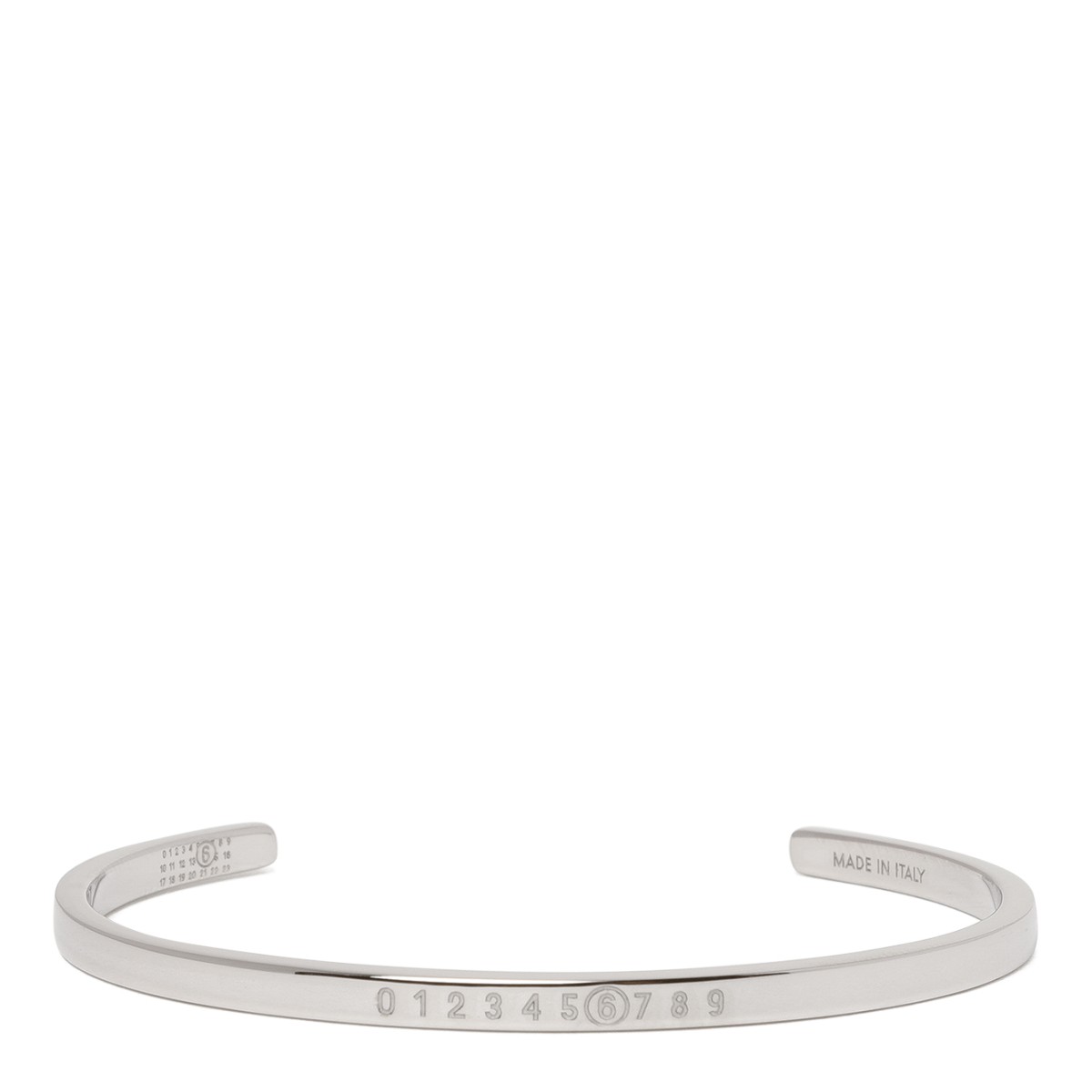 MM6 Maison Margiela Silver Logo Cuff Bracelet.