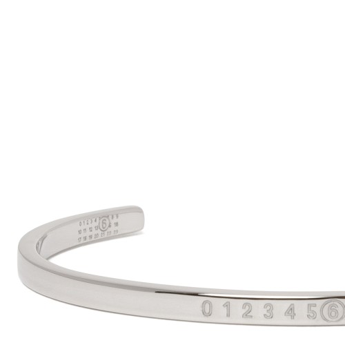 MM6 Maison Margiela Silver Logo Cuff Bracelet.