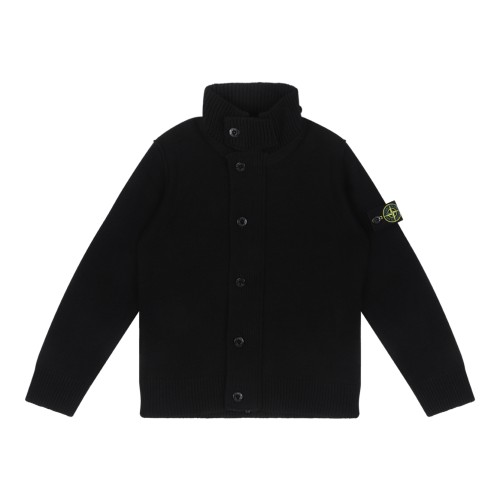 Stone Island Black Wool Button Cardigan.