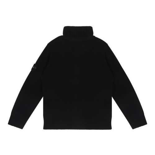 Stone Island Black Wool Button Cardigan.