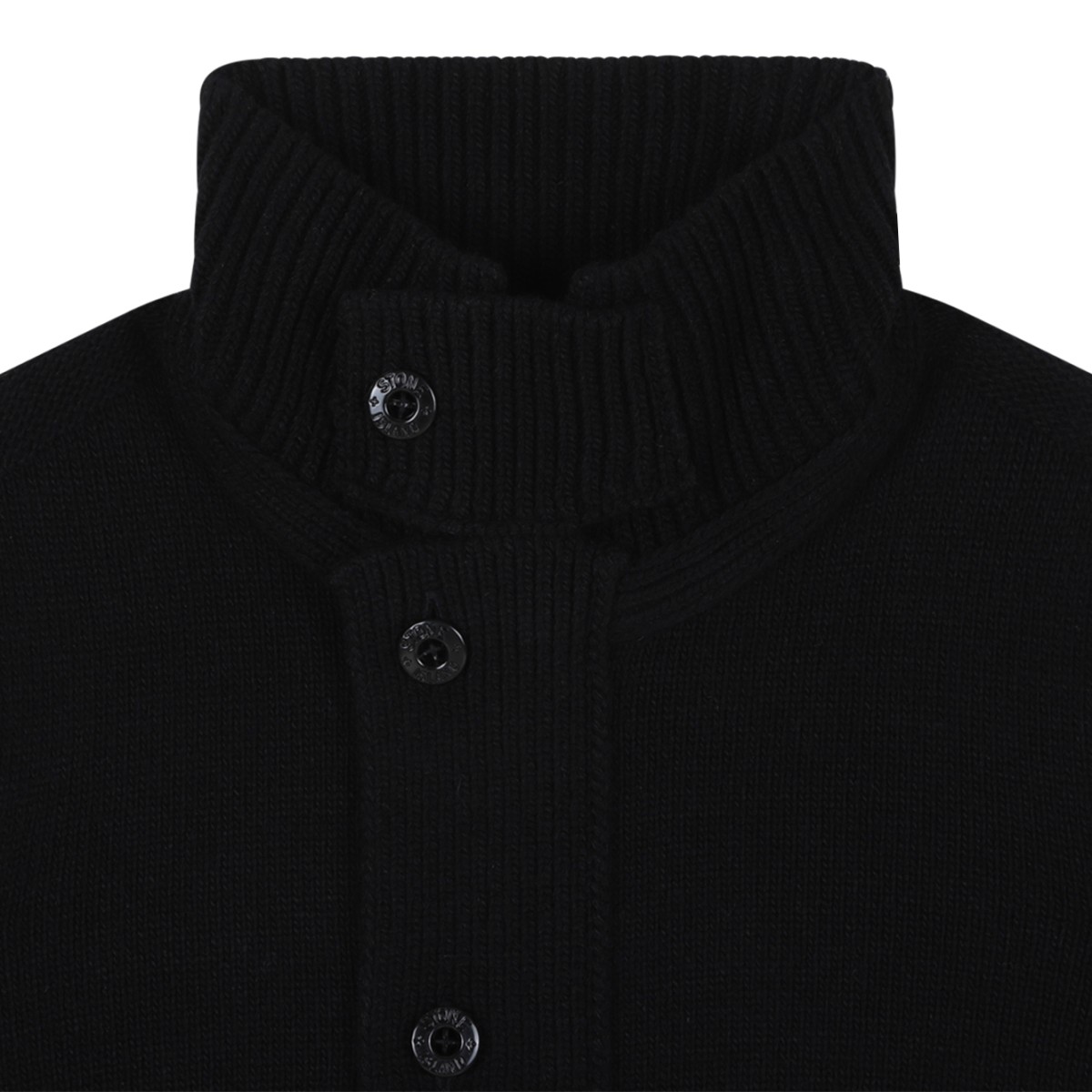 Stone Island Black Wool Button Cardigan.
